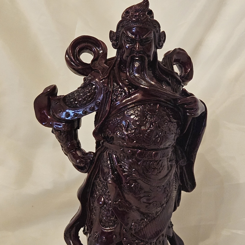 Vintage Resin Statue of Guan Yu Chinese God of War.
